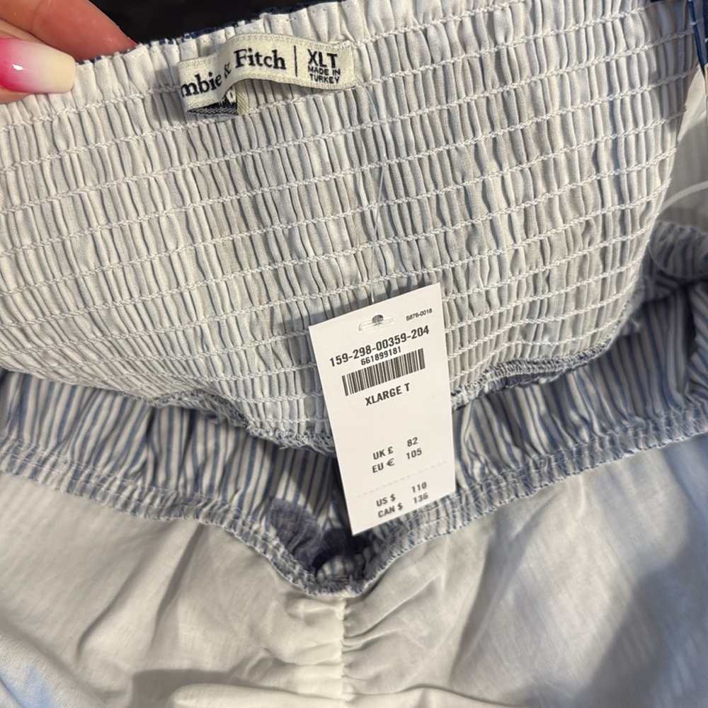 NWT Abercrombie & Fitch Sweetheart Babydoll Striped Navy Floral Maxi Dress - Picture 5 of 6